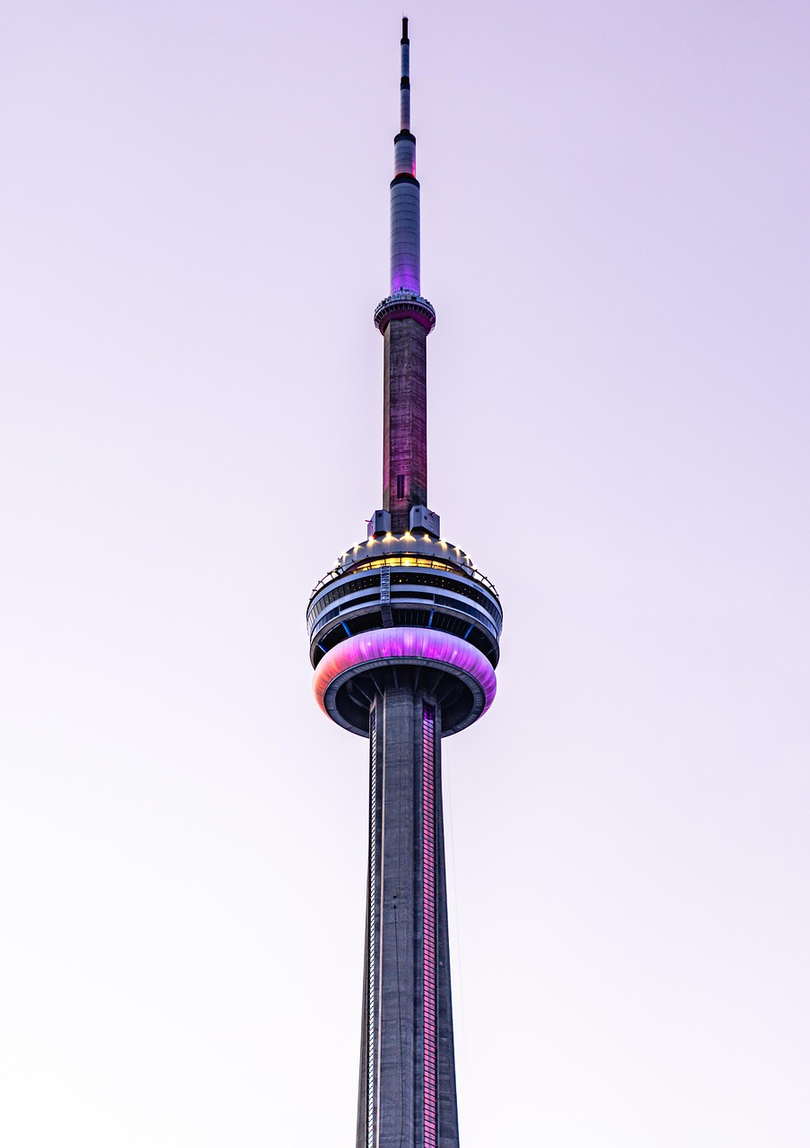 cn tower, tower, nature, toronto, light, sky, city, canada, downtown, building, skyscraper, high, architecture, landmark